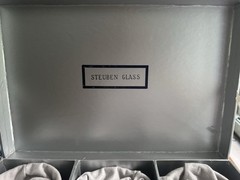 7877 STEUBEN 6 CRYSTAL CHAMPAGNE COUPES BALUSTER TEARDROP STEM  SIGNED 6 in BOX