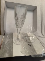 Godinger Dublin Crystal Champagne Flutes Set of 4 Shannon Crystal Glass New Box