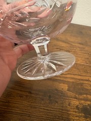 SET(3) VTG Crystal Floral & Criss Cross Etched Brandy Glass 3 7/8″H