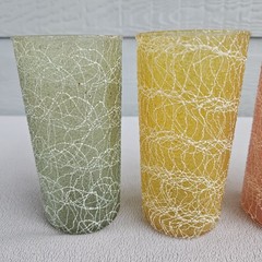 Colour Craft Spaghetti String 12oz Drinking Tumbler Glass Set of 6 VTG 1950s MCM