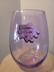 Wine / Beverage Light Purpl Stemless Glass 16oz – BUSY BINGING REALITY TV (5″H)