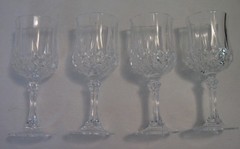 CRISTAL D’ARQUES France Longchamp 24% Lead Crystal Wine Glasses 7 1/4”’ 4 FOUR