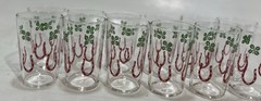 Vintage Lucky Horseshoe Shamrock Glasses Set of 12 Mid Century Barware Irish