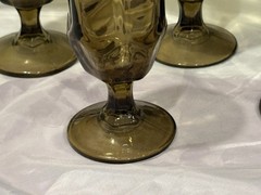 Five (5) D2Z1 by Duz Crystal 6 1/2” Smoke Brown Water Goblets