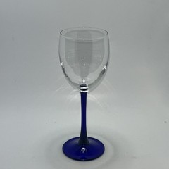 Cristal D’Arques-Durand NEPTUNE Blown Glass Blue Stem &Foot CLARET WINE GLASS