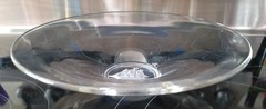 Vtg.Clear Glass Nautical Etched Intaglio Clipper Ship W/ 4 Legged Brass Stand