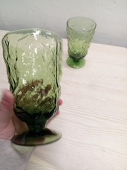 VTG Set of (4) Seneca Driftwood In Avocado Green Footed Tumbler Glasses