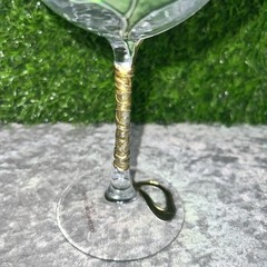 Floral Hand Painted Gilded Wine Art Glass AMADEO Verona ITALY Una Alla Volta