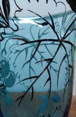 Vintage 6 Bohemian Czech Glass Set Silver Overlay Grape Design About 5″