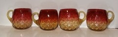 (4) Mt. Washington Glass Co. Diamond Quilted Amberina Punch Cups