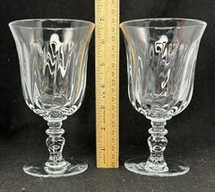 Gorham Gentry Clear Crystal Water Goblets 6.7in Discontinued Set of 2