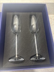 Swarovski Crystalline Toasting Flutes Set – Champagne Crystal Glasses W BOX