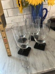 Set Of 4 Fostoria 4020 Ebony Black Base 5 5/8” 13oz Tumblers Glasses Art Deco