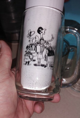Vintage Mid Century Anchor Hocking 13oz Handled Mug Singing Bartenders set of 4