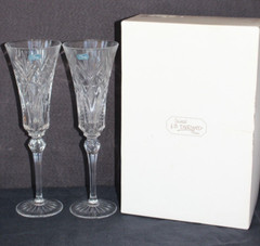 Set 2 D’Arques Crystal Vincennes Champagne Flutes Cristal J G Durand France NIB