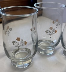 Pfaltzgraff Remembrance 12 oz Footed Tumbler Glass, set of 5, Libby Glass
