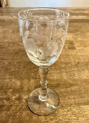Vintage Set 6 Etched Cordial Wine Glasses Grapes/Vines Tiffin Style 30s-40s