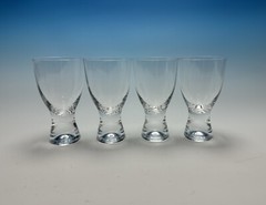 Set Of 4 Glass Crystal Tumblers 1950s Scandinavian Swedish Style Heavy Foot