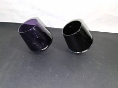 Vintage Roly Poly Shot Glasses Schnapps Cups Mugs Purple Black Set of 2