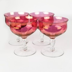 Set of 4 Rose Lustre 4″ Low Sherbet Glasses by West Virginia Glass Specialty