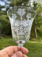 6 Morgantown Mayfair Etch 10oz Water Goblets Vintage Floral Optic Florentine