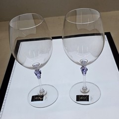 2 Mikasa Chablis Wine Glasses Party-for-Two Austria Lead Crystal w/Purple Grapes