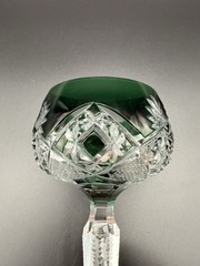 Rare Vintage Val Saint Lambert, Crystal Wine Hock, Color Emerald Green Signed