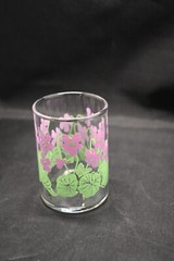 Purple Violets and Green Leaves Vintage Juice Glass 3 inch