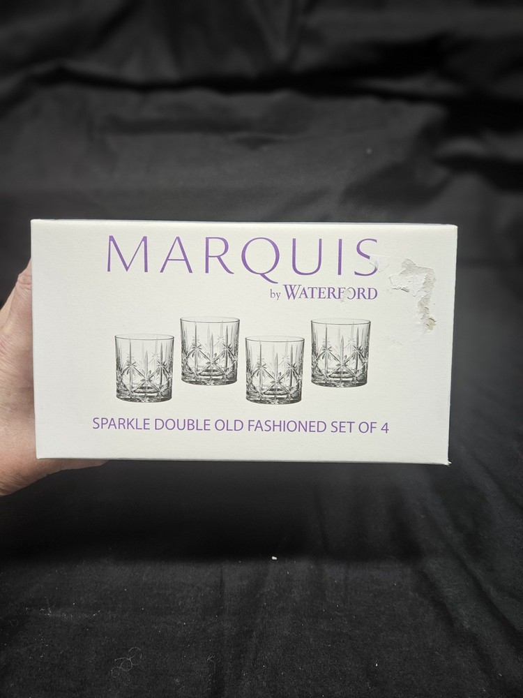 NEW Set of 4 MARQUIS by Waterford Bicchieri Sparkle Double Old Fashioned Glasses