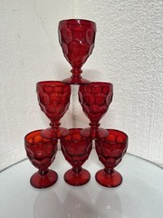 Viking Georgian Ruby Red Glasses set of 6