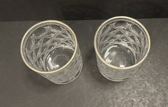 Antique/VTG Gilded-Rim Pressed Rocks/Double Old-Fashioned Glasses Set of Two (2)