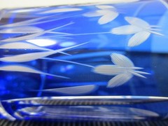 Unused Kamei Restored Satsuma Kiriko Indigo Glass Set of 5 Japan