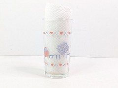 Clearly Glass Tumbler 11 oz 5.25″ Farmhouse Trees Hearts Rustic Fence Libbey New