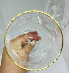 2 Vintage Etched Glass Atomic Star Burst Wine Glasses MCM Czech Gold Tone Trim