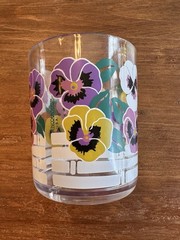 Set Of 6 Vtg Culver Pansy 4 Inch Tall Acrylic Tumblers