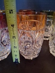Vintage Set Of 6 Hofbauer Crystal Harlequin Long Drink Highballs Glasses. Nice