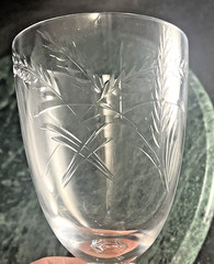 Tiffin Franciscan Harvest Water Goblet Clear Glass Cut Stem 17453 Cut Wheat