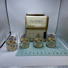Culver «Mardi Gras» Jester Rock Glasses 22-karat gold embellishments Set Of 4