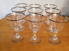 Clear Wine Glasses With Silver Trim (9)