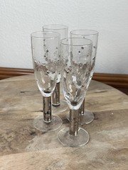 Stephen Smyers Champagne Flutes Morocco Platinum Set 4 Studio Art Glass