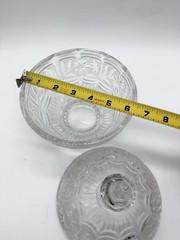 Vintage Footed Crystal Candy Dish w/Lid Frosted Floral Band 10″ x 6.5″ Zajecar