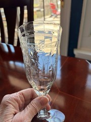 VINTAGE SET OF THREE CRYSTAL WHEEL CUT FOOTED ICED BEVERAGE GLASSES 6-1-4″
