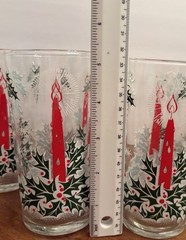 Vintage 1960’s Christmas Libbey Holly Candle Drinking Glasses 12oz Set 6