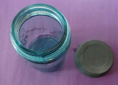 VINTAGE BLUE BALL PERFACT MASON PINT JAR W. ZINC LID. 3 DOT NO. 1