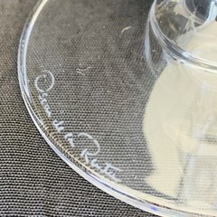 Oscar de la Renta Set 2 Signed Crystal Champagne Flute Glasses