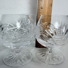 3-VTG Crystal Cognac Snifter Clear Glasses Hand Cut 7-Point Fan Hob Star Design