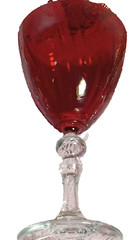 SET 4 Ruby Red Lined Pattern Wine ~ Water~ Clear Stems 7″ TAll ~10 OZ.