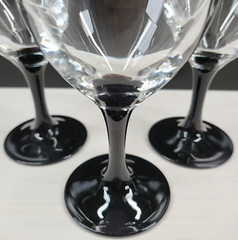 3 Luminarc Domino Signature Black Iced Tea Set Clear Bowl Elegant Cristal France