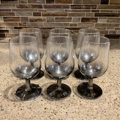 Arcoroc Vintage Gray Smoked Stemware Glasses Set Of 6 France Gradient Black