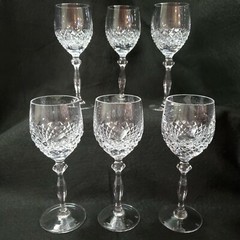 SPIEGELAU CRYSTAL WINE GLASS/ WATER GOBLET SP13 CUT CRISS-CROSS 7 3/4 INCH SET/6